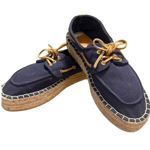 Tory Burch Women's Blanton Boat Shoes Navy Size 6.5** Nautical‎ Coastal Chic